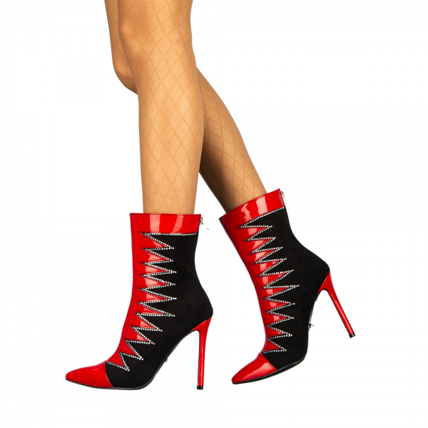Γυναικείες μπότες Emona κόκκινα, 3 - Kalapod.gr